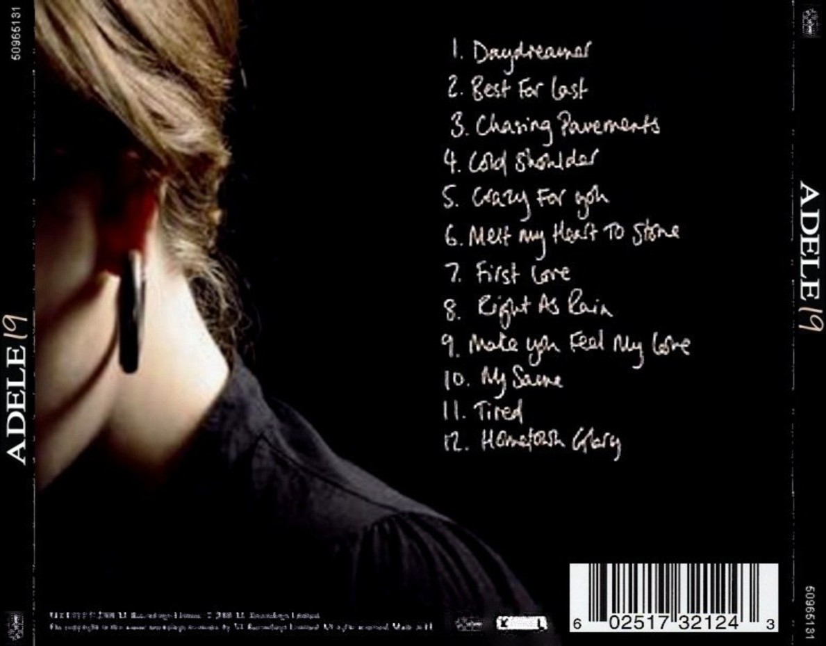Copertina cd Adele - 19 - Back, cover cd Adele - 19 - Back ...