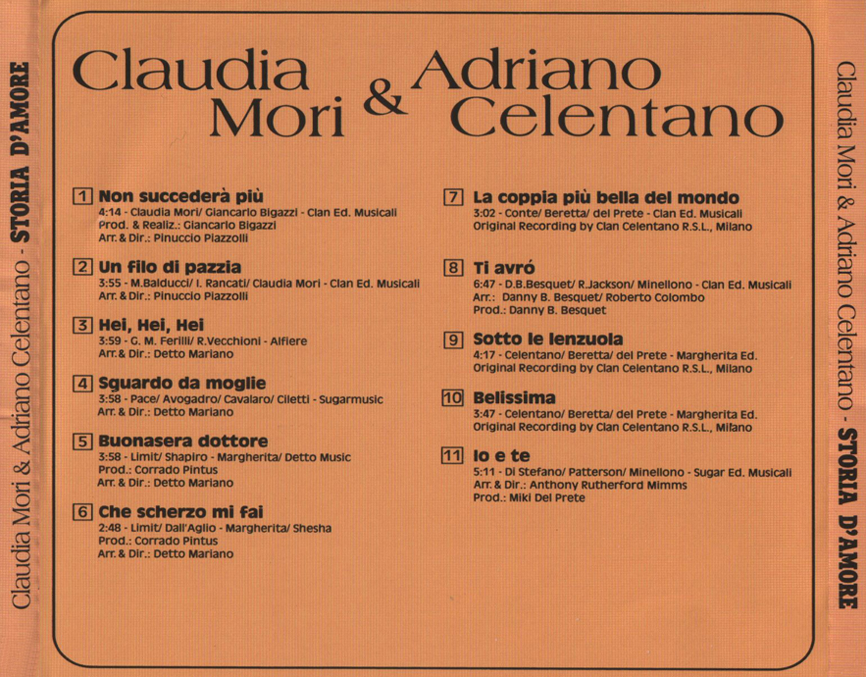 Copertina cd Adriano Celentano E Claudia Mori Storia D'Amore Back, cover cd Adriano Copertina cd Adriano Celentano E Claudia Mori Storia D'Amore Back, cover cd Adriano