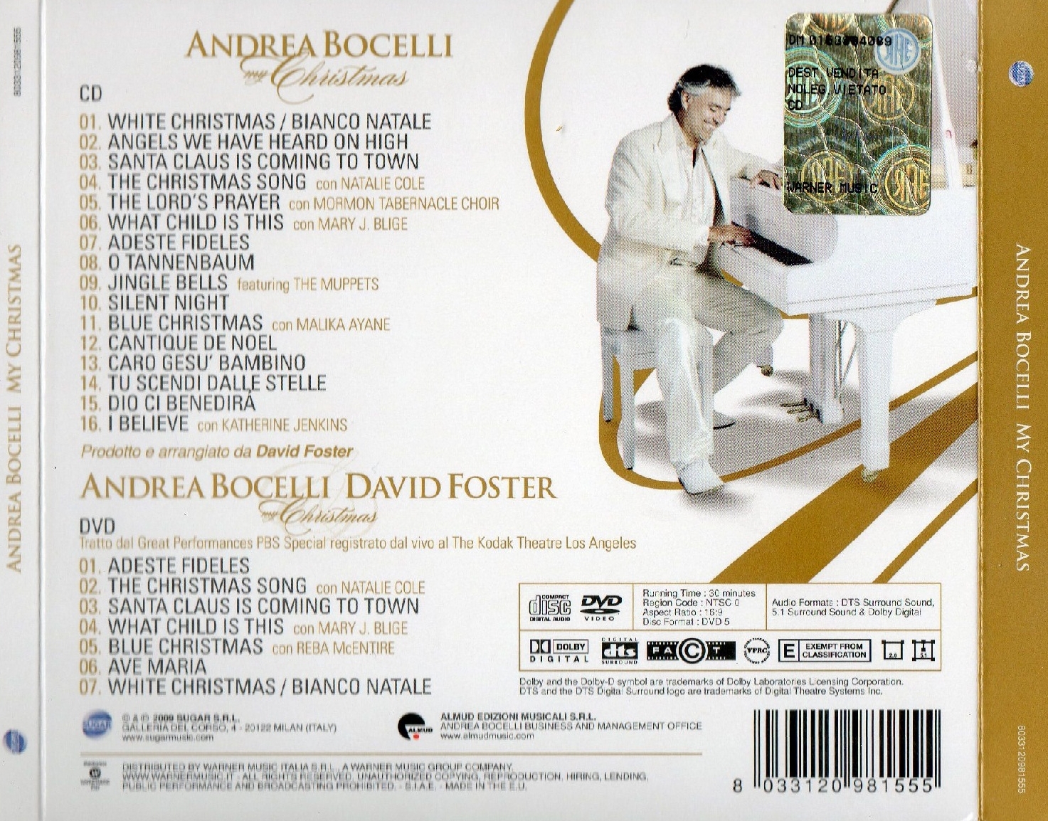 copertina cd andrea bocelli my christmas back cover copertina cd andrea bocelli my christmas back cover