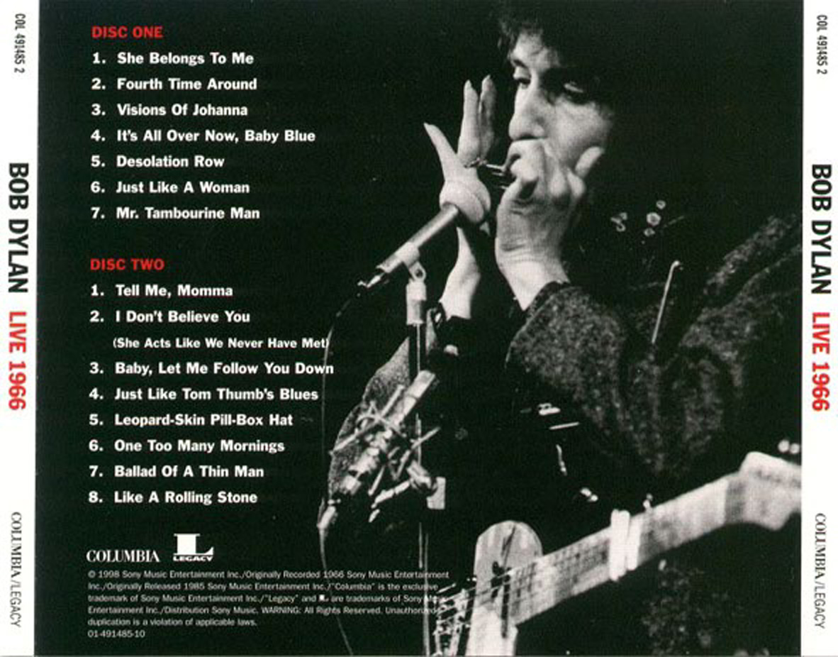 Scarica la copertina cd bob dylan live 1966 back scarica la cover