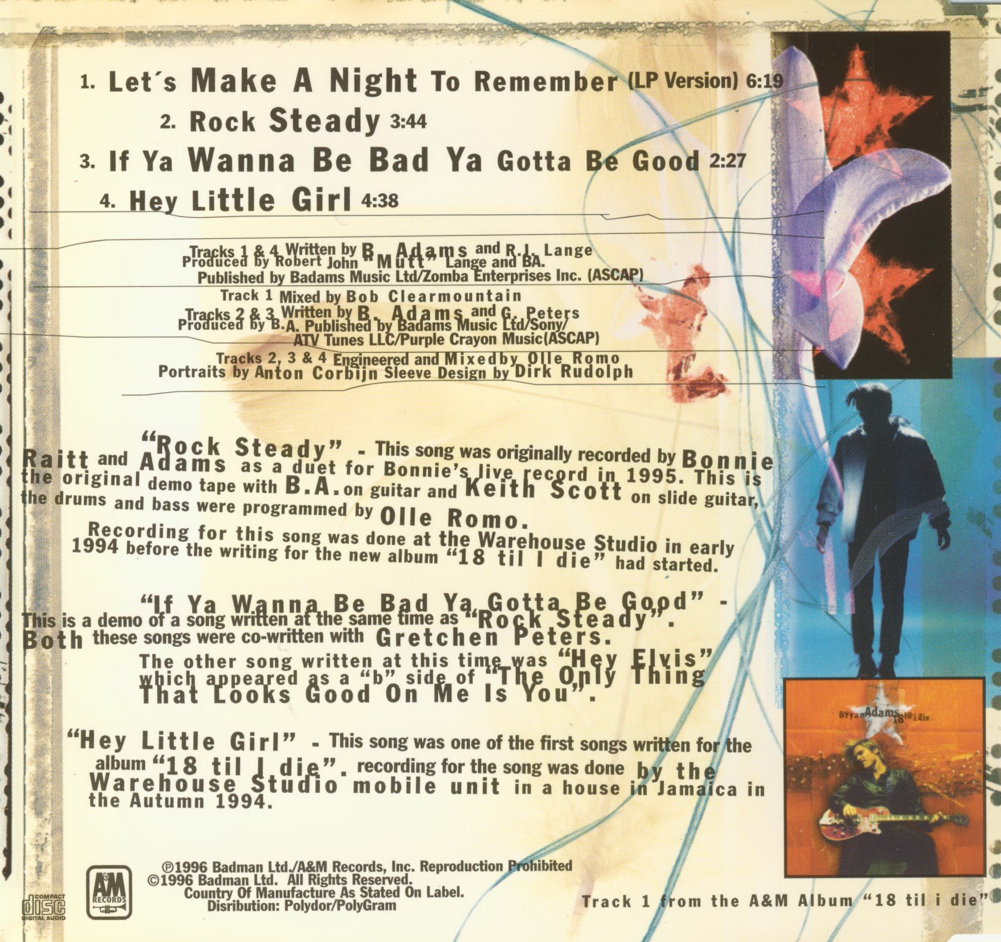 Scarica la copertina cd Bryan Adams Let's Make A Night To Remember