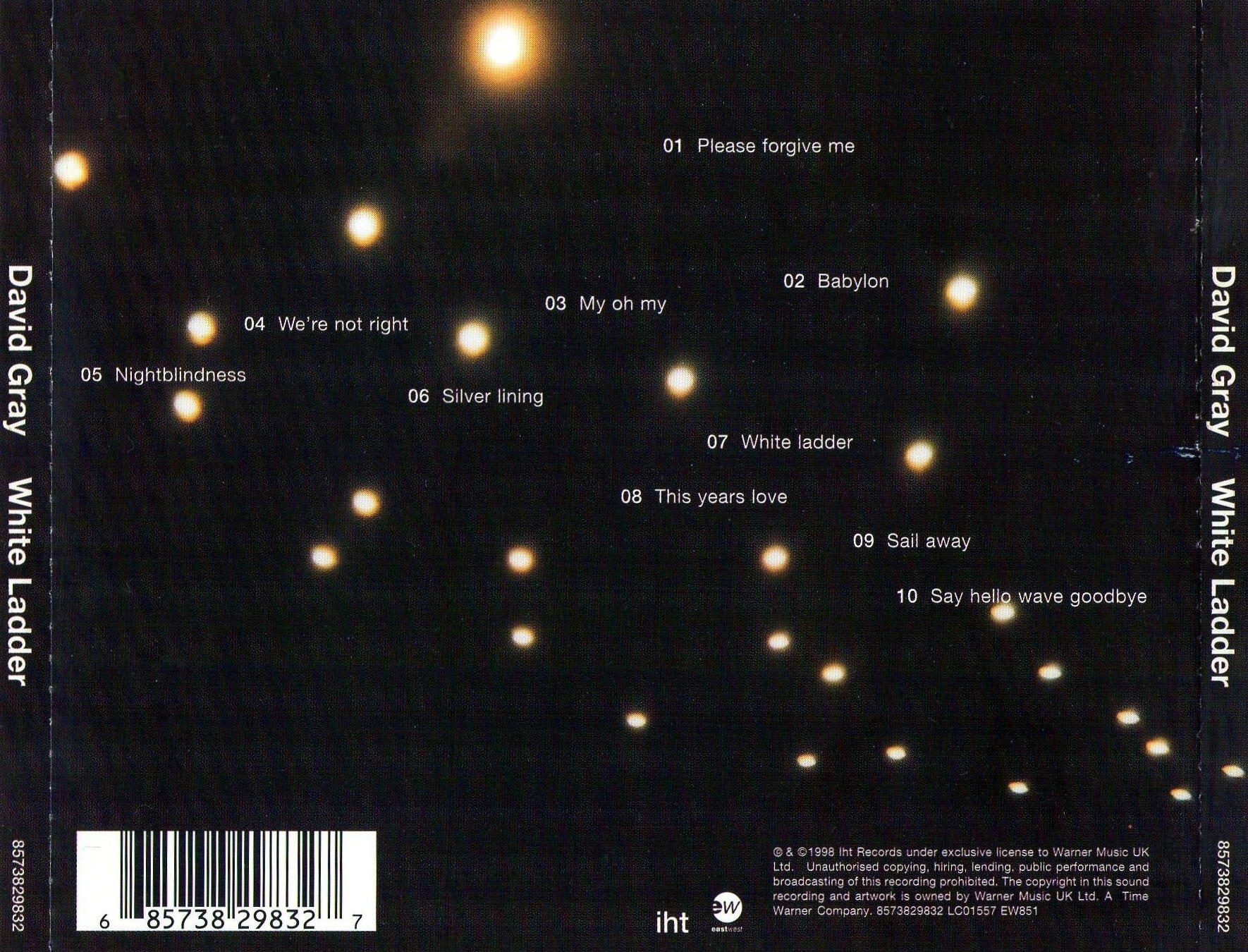 Copertina cd David Gray White Ladder (10 Tracks) Back (22), cover