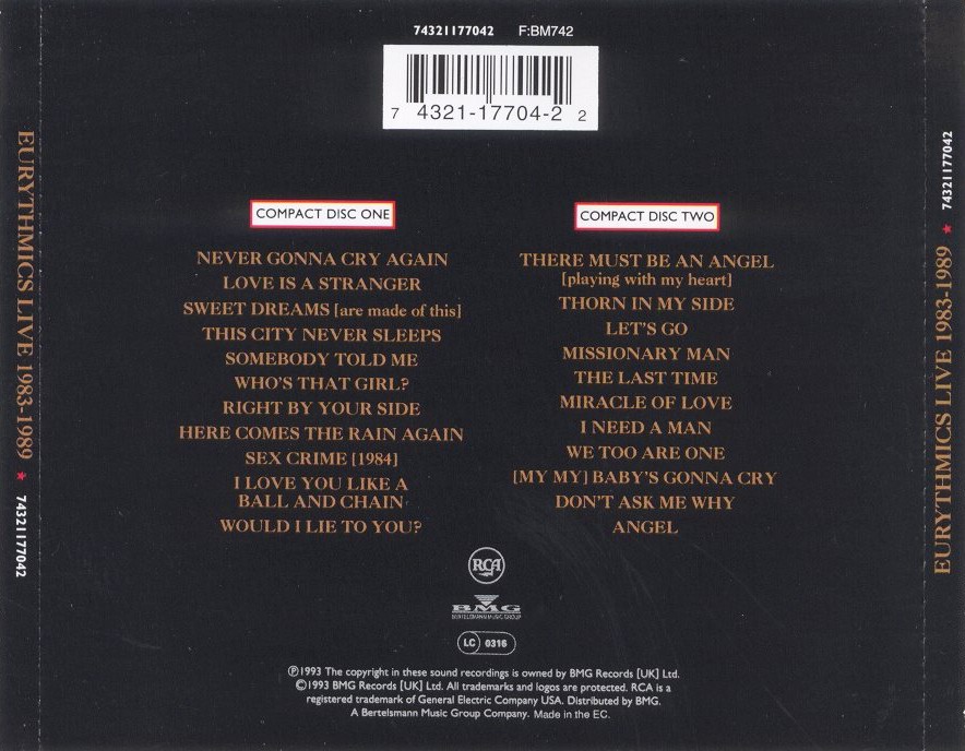Peace Tour DVD Import: Amazonca: Eurythmics: DVD