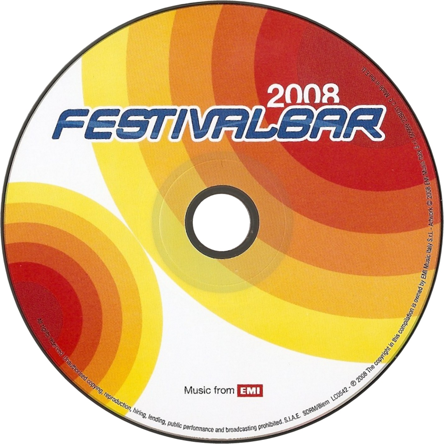 Copertina cd Festivalbar 2008 Compilation Rossa CD, cover cd