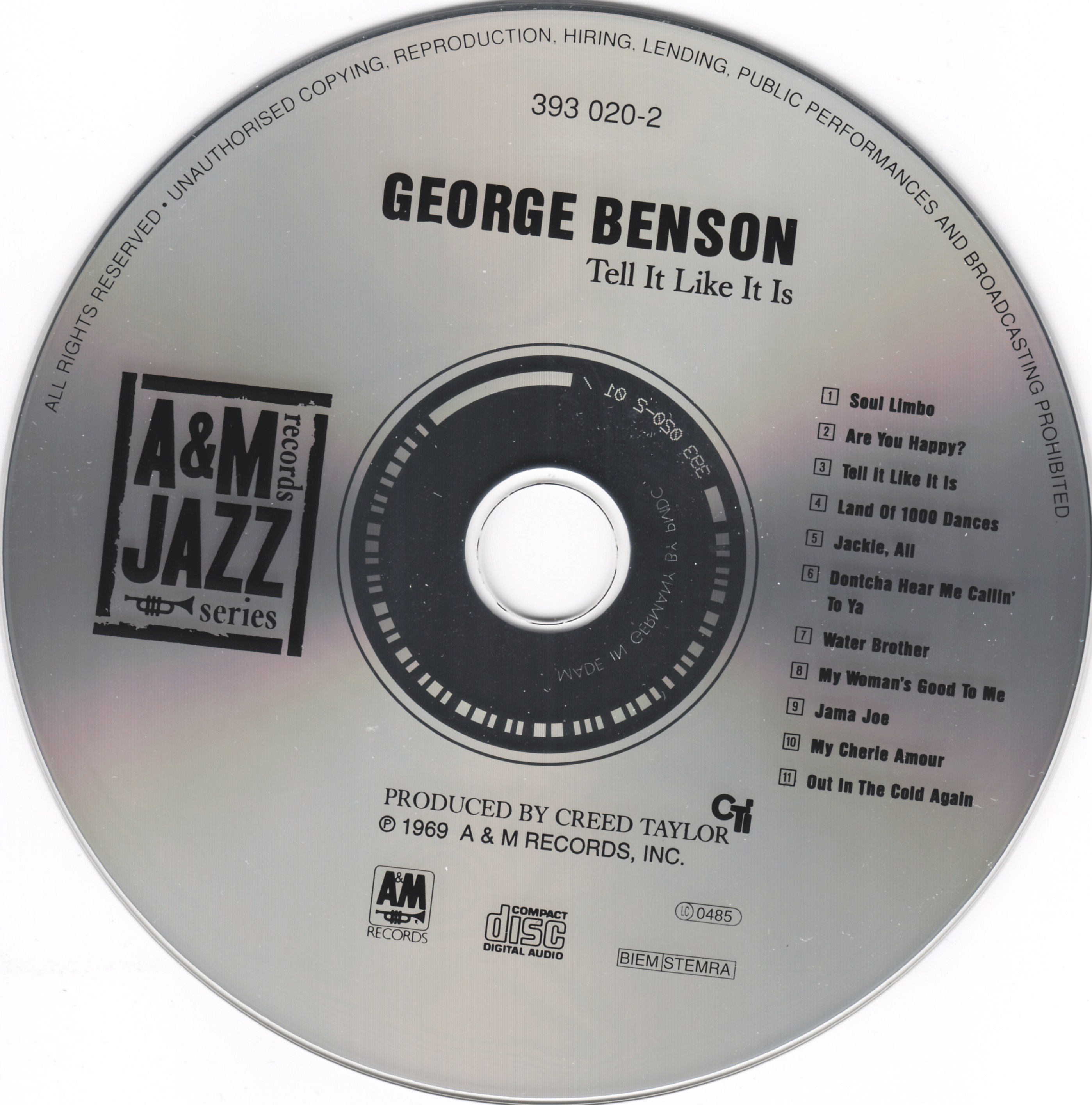 Copertina cd Benson Tell It Like It Is CD, cover cd